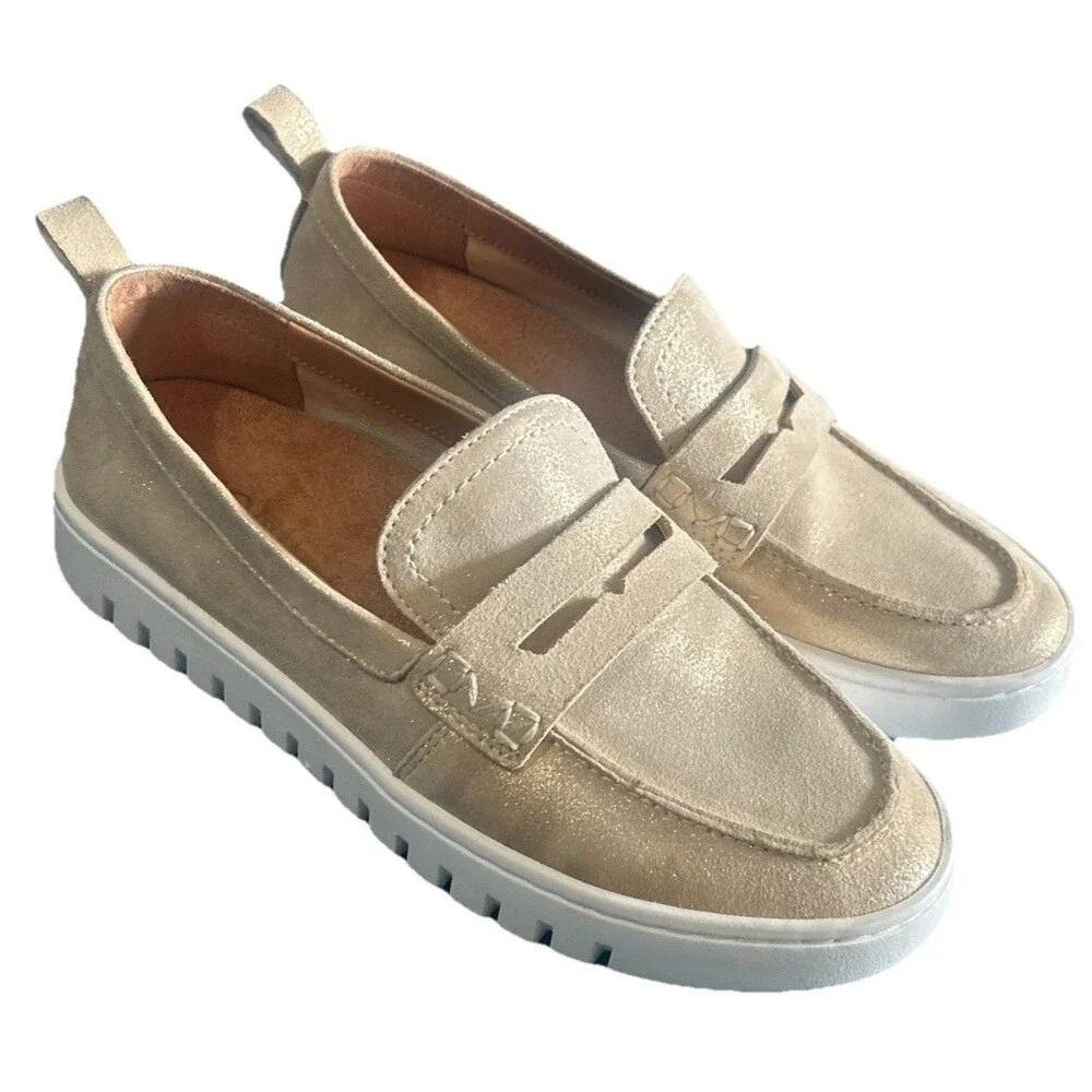 Vionic Uptown Womens Size 6 Leather Penny  Loafers  Slip-Ons Gold Metallic Shoes - Picture 4 of 16